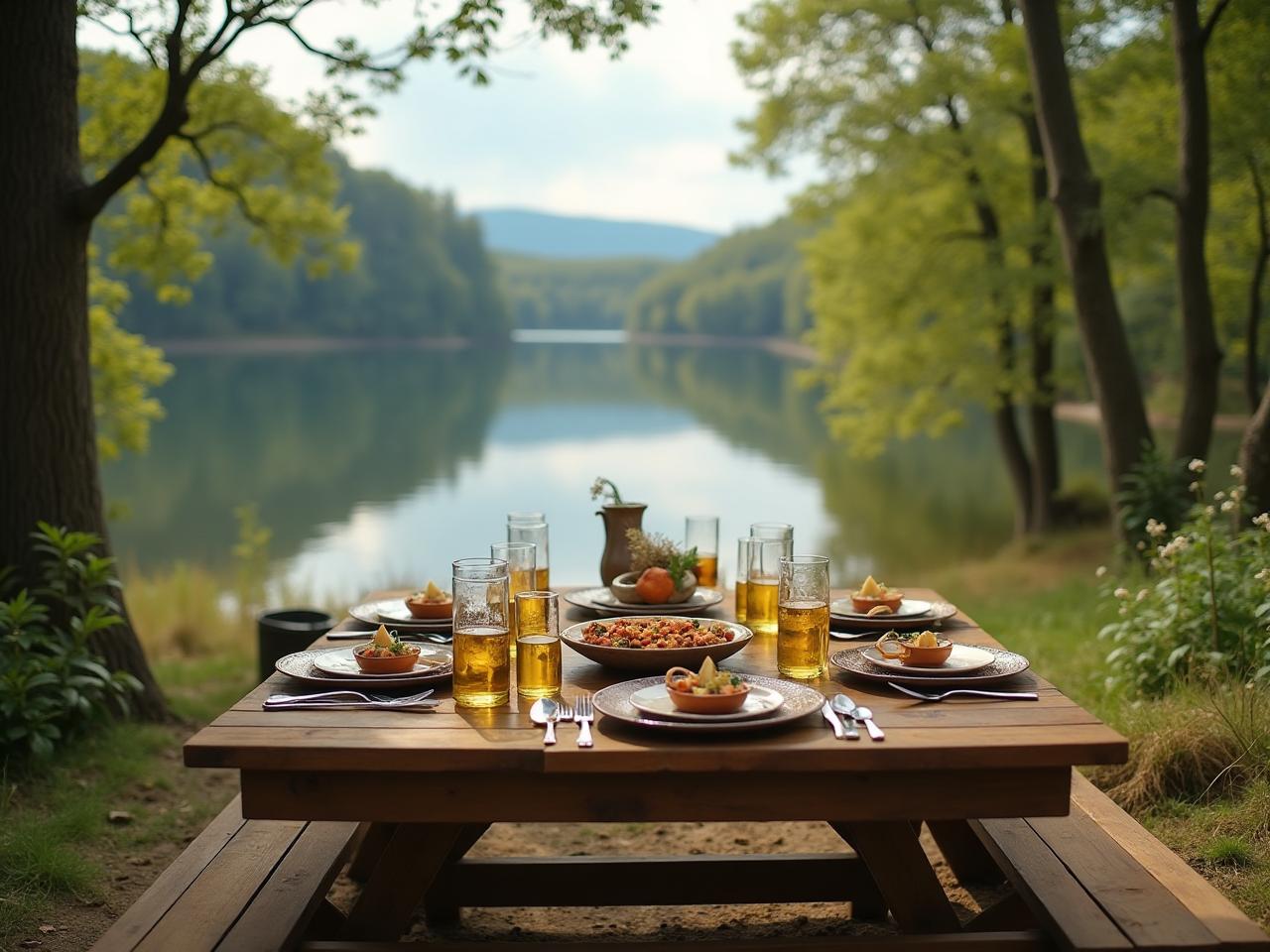 Serene lake surrounded by nature